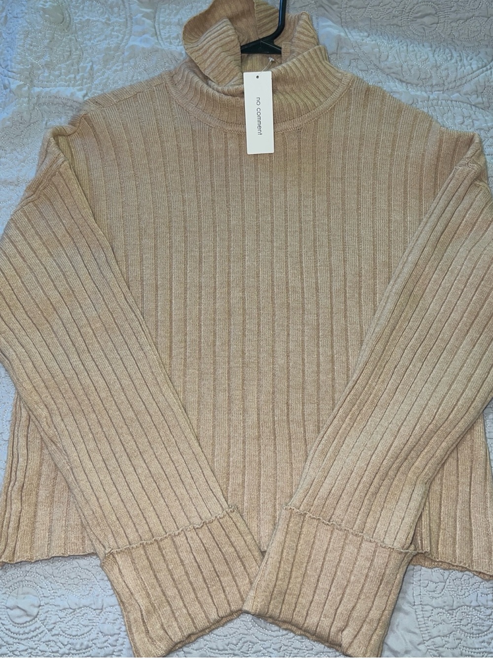 Ribbed Turtleneck Sweater - Neutral Beige by no comment